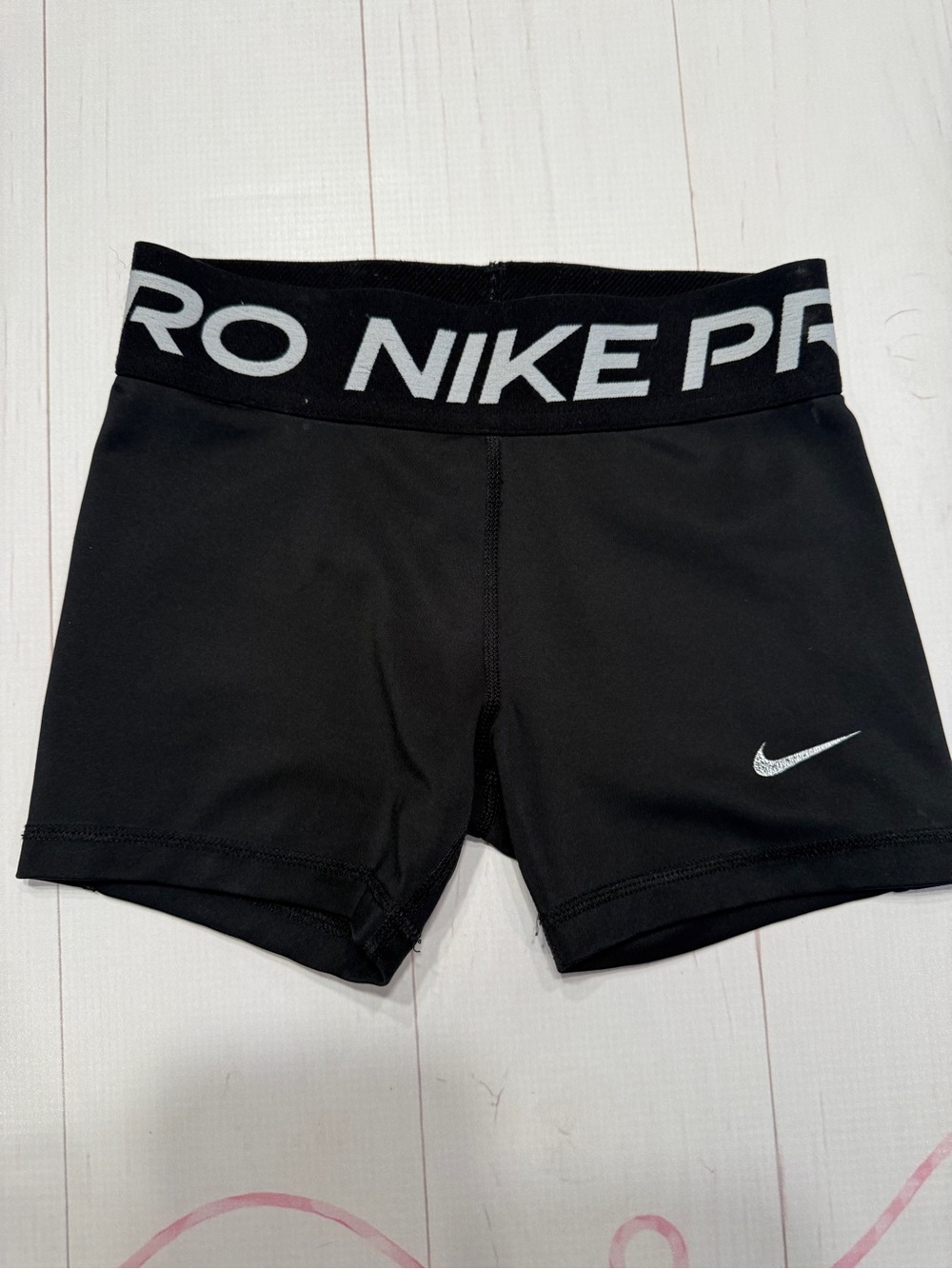 Nike Black kids Bike Shorts with White Logo Waistband
